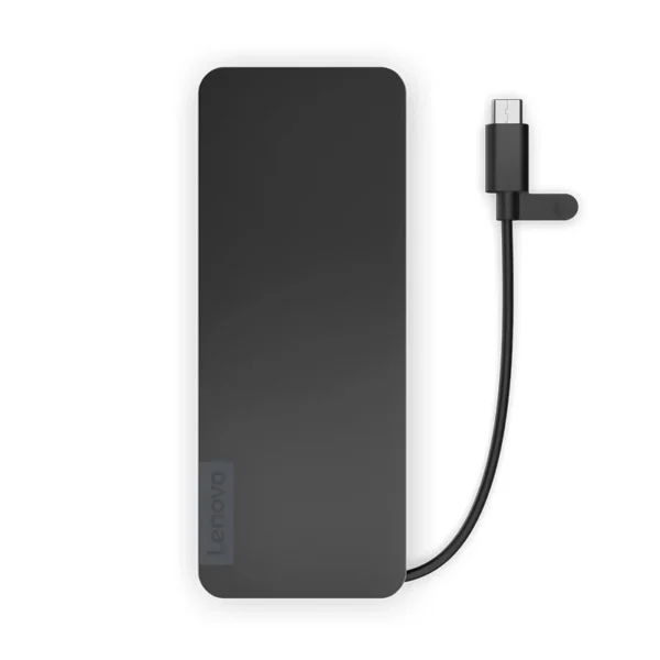 Hub de puertos portatil Lenovo, delgado, Interfaz: USB-C, Color Eclipse Black (Negro)