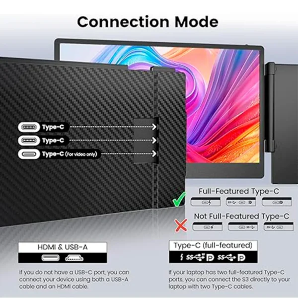 Extensor Dual de monitor 14 para portatiles de 13 -17 , FHD (1920x1080), IPS, USB-C/HDMI