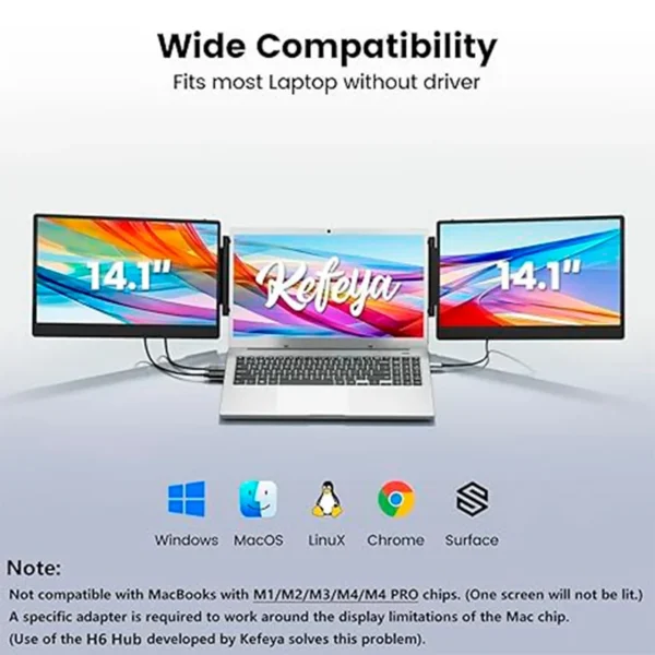Extensor Dual de monitor 14 para portatiles de 13 -17 , FHD (1920x1080), IPS, USB-C/HDMI