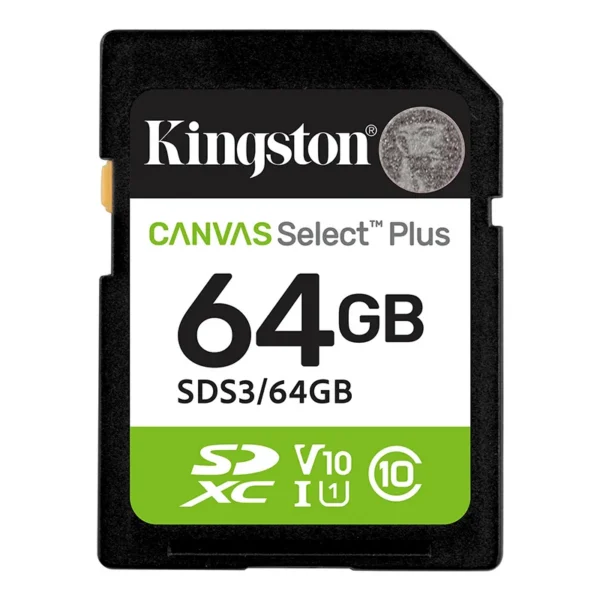acktsds364gb.webp Memoria Card SD Kingston SD Canvas Select Plus, 64GB, categoría de velocidad: UHS-I/U1/V10