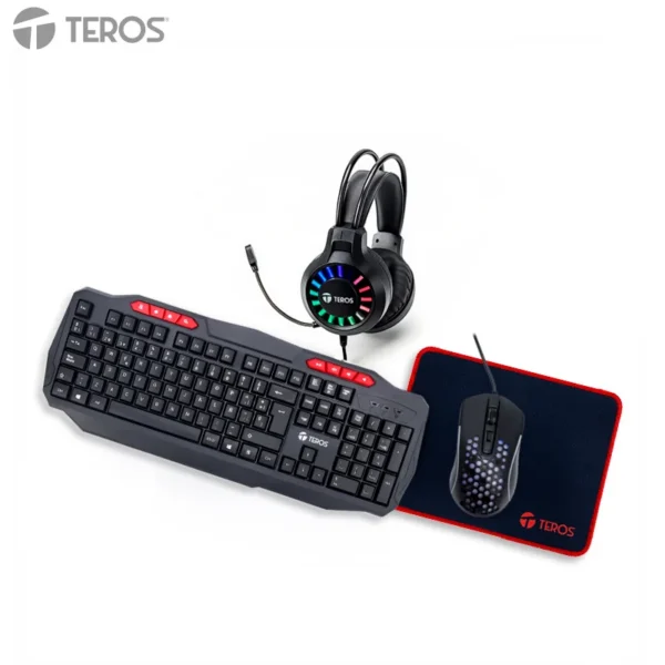Kit gamer 4 en 1 Teclado + Mouse + Auriculares + Mousepad TEROS TE-5016S