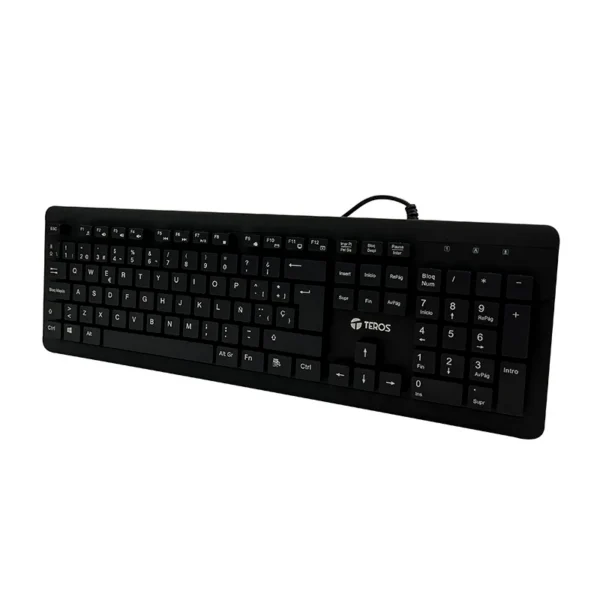 Teclado lavable TEROS TE-4065N, IPX7, USB, negro