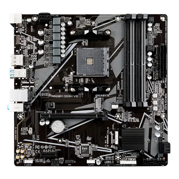 Motherboard Gigabyte A520M DS3H V2 (rev. 1.0), AM4, DDR4, HDMI, DP, HD Audio.