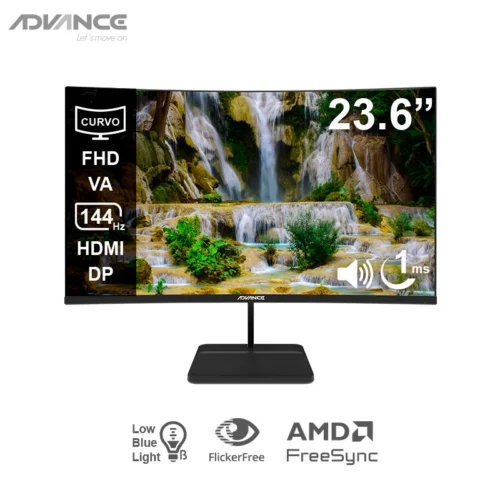 mon236cadv2456s.webp Monitor curvo ADVANCE ADV-2456S, 23.6 FHD VA, 144Hz, 1ms, HDMI, DP, Audio out, Parlantes