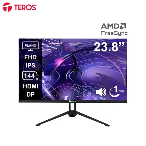 Monitor plano TEROS TE-2417S, 23.8 FHD IPS, 144Hz, 1ms, HDMI, DP, Audio out, Parlantes