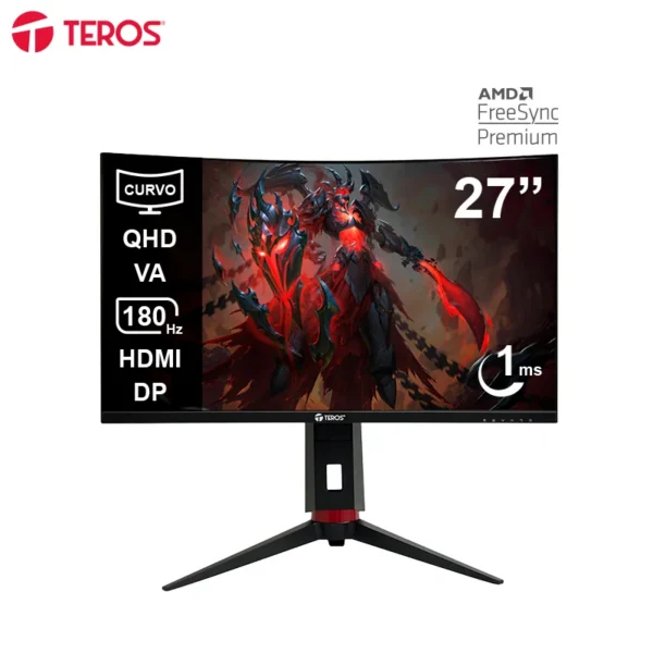 Monitor curvo gaming TEROS TE-2767G 27 , QHD VA, 180Hz, 1ms, HDMI, DP, Audio out