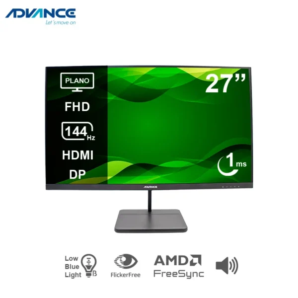 mon27fadv2755s.webp Monitor plano Advance ADV-2755S, 27 FHD IPS, 144Hz, 1ms, HDMI, DP, Audio Out, Parlantes