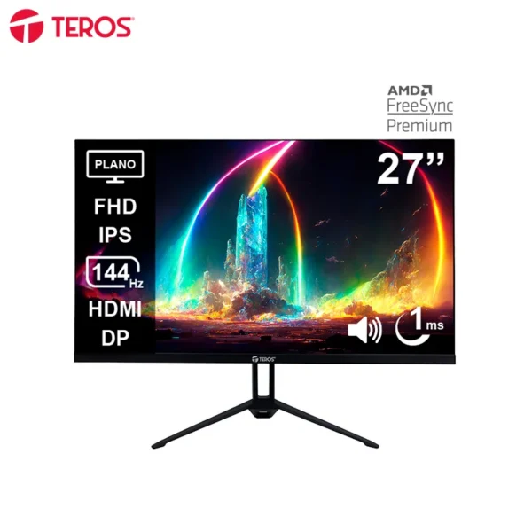 mon27fte2714s.webp Monitor plano TEROS TE-2714S, 27 FHD IPS, 144Hz, 1ms, HDMI, DP, Audio out, Parlantes