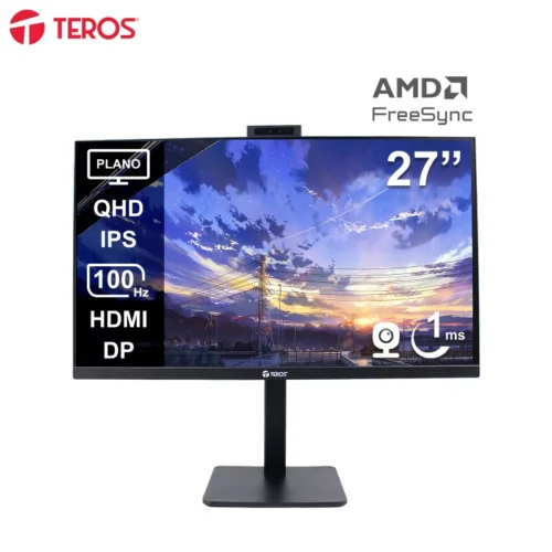 mon27fte2715cs.webp Monitor Plano Corporativo TEROS TE-2715CS, QHD IPS, 100Hz, HDMI, DP, Audio Out, Cámara 5MP