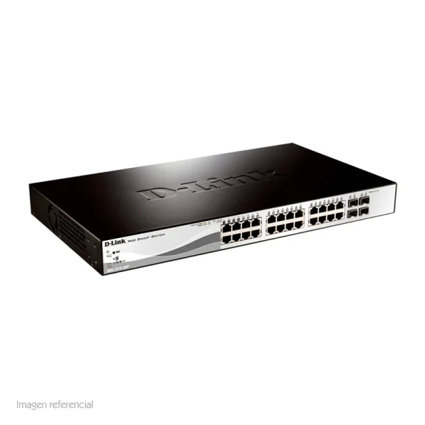 nwdldgs121028p.webp Switch D-Link DGS-1210-28P, Capa 2, PoE, 24 RJ-45 LAN GbE, 4 puertos SFP, Auto MDI/MDIX.
