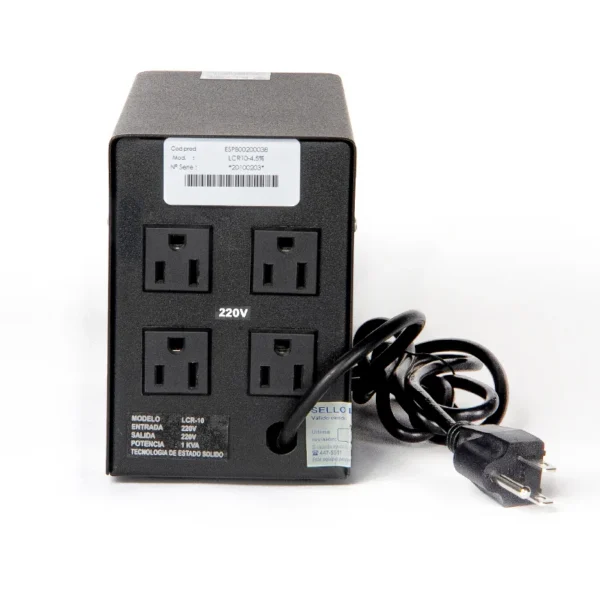 psstie1542_2.webp Estabilizador Monofasico ELISE IEDA PODER SAFE, LCR15-4.5% Solido, 1.5kVA, 220VAC, 4 Tomas