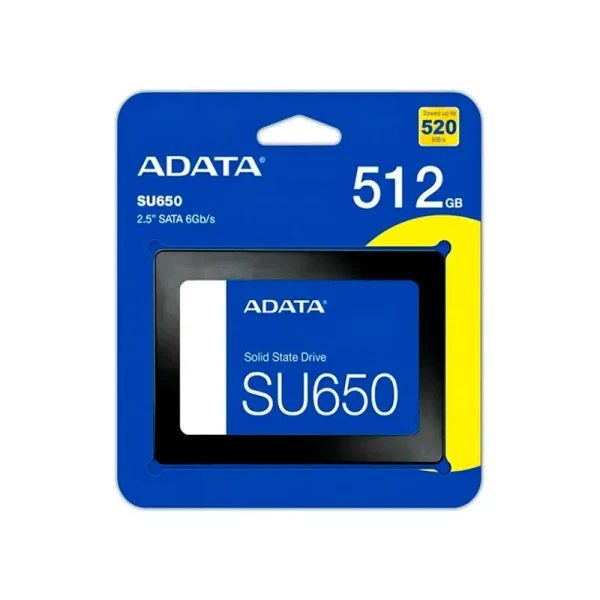 ssdadasu650ss51.webp Unidad en estado solido (SSD) ADATA Ultimate SU650 512GB SATA 6Gb/s (SATA III), 2.5 , ECC