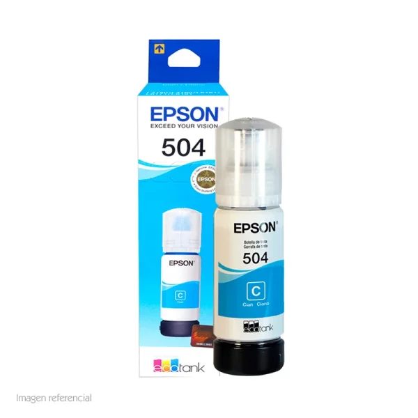 stept504220.webp Botella de tinta EPSON T504220-AL, color Cyan, contenido 70ml.