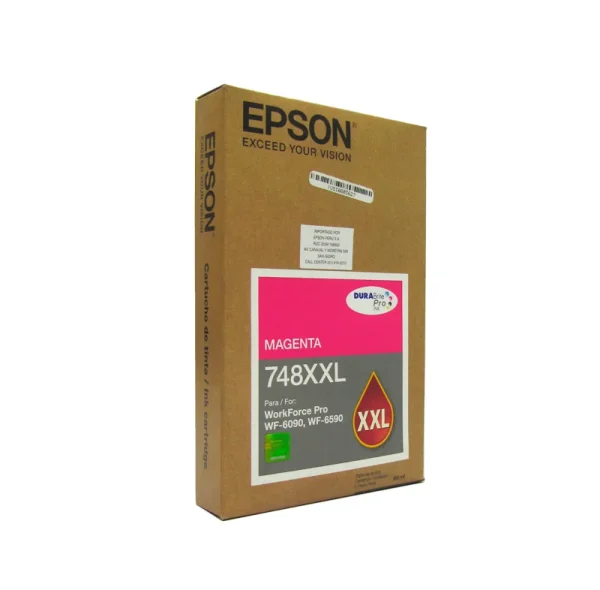 stept748xxl320.webp cartucho de tinta Epson 748XXL, Magenta, Alto Rendimiento, para Epson WorkForce Pro.