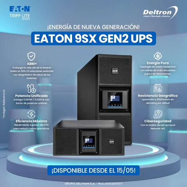 up9sx11kirt4ug2.webp UPS Online de Doble Conversión Eaton 9SX 11000i RT4U G2, 11000VA/11000W Rack/Torre 4U